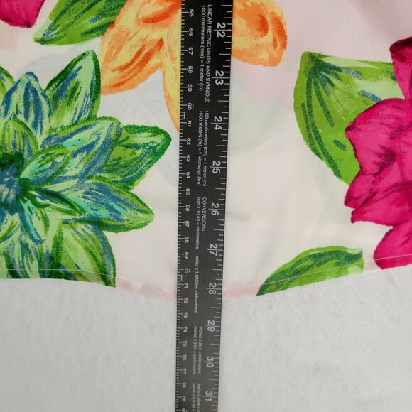 Charter Club Top Floral Size 0X Soft Flowy Sheer Bell Sleeves Side Slits - Picture 5 of 10